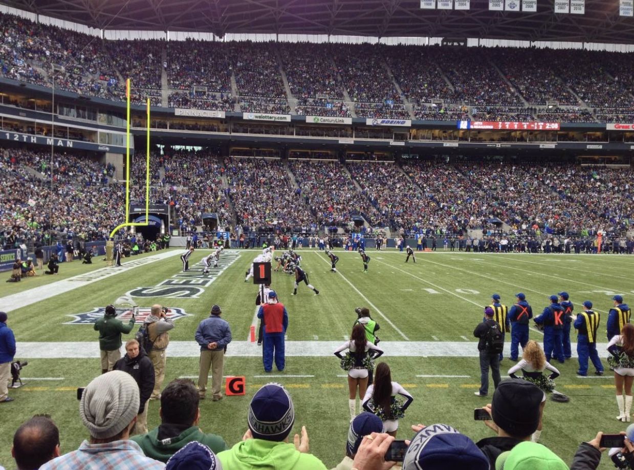 Arizona Cardinals at Seahawks (Section 113, Row E, only 5 rows from the Field!)