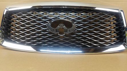 Bumper Upper Grille W/ Camera Option W/O Emblem Front For Infiniti Qx80 18 - 20