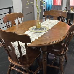 “Solid Wood Round Dining Table + 4 Chairs – Great Condition”