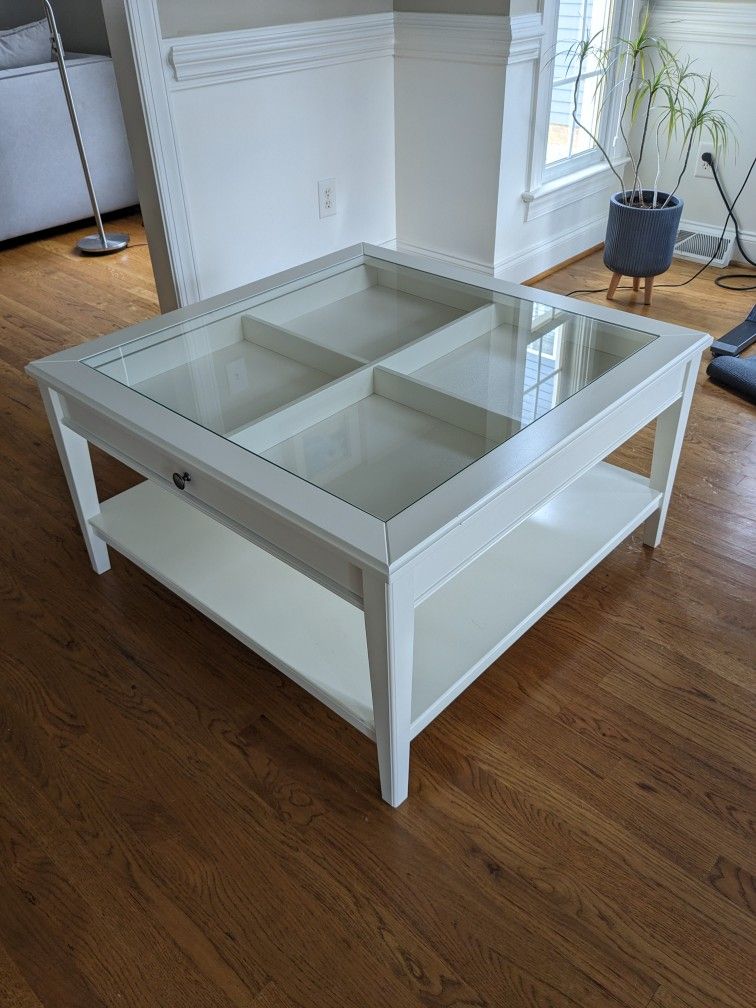 Coffee Table With Glass And Storage Shelf. Ikea Liatorp 