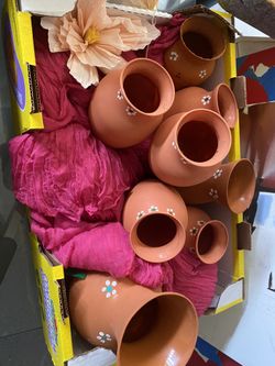 Terracotta Painted Vases With Sign
