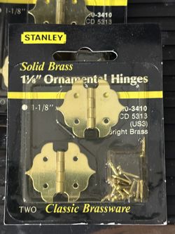 1 1/8 Solid Brass Ornamental Hinges (Stanley 80-3910)
