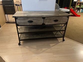 Industrial TV Stand with Drawers and Shelves