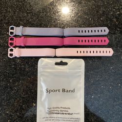3-pieces Fitbit Alta Bands Size Small Silicone & Metal Grey  Fuchsia & Pink