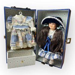 Porcelain Doll w/Case COA with replacement cloth
