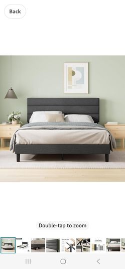 Zinus Full Piper Upholstered Platform Bed with Horizontal Paneled Headboard, Wooden Slat Support, No Box Spring Needed, Easy Assembly, Eco Friendly Pa