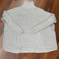 LOFT grey sweater oversized turtleneck