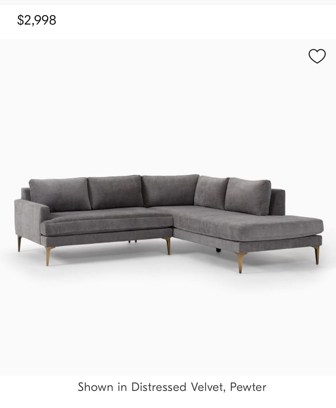 West Elm Andes Sectional Retails $2,998