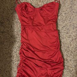 Lucy In The Sky Bodycon Corset Dress in Red