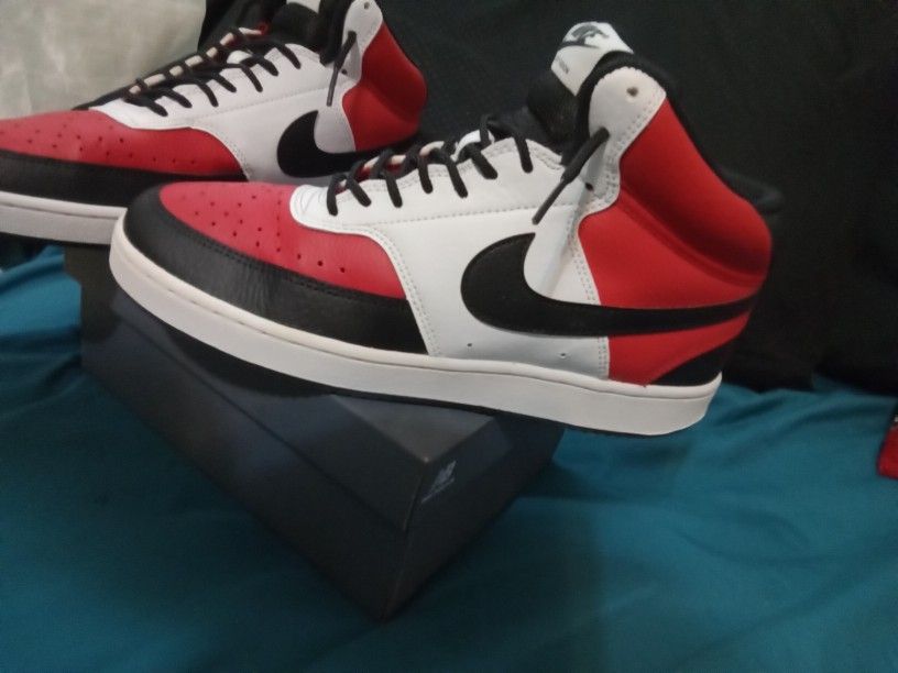 Nike Court Vision Mid Mens .. CORLOR-Red,White,Black SIZE-8