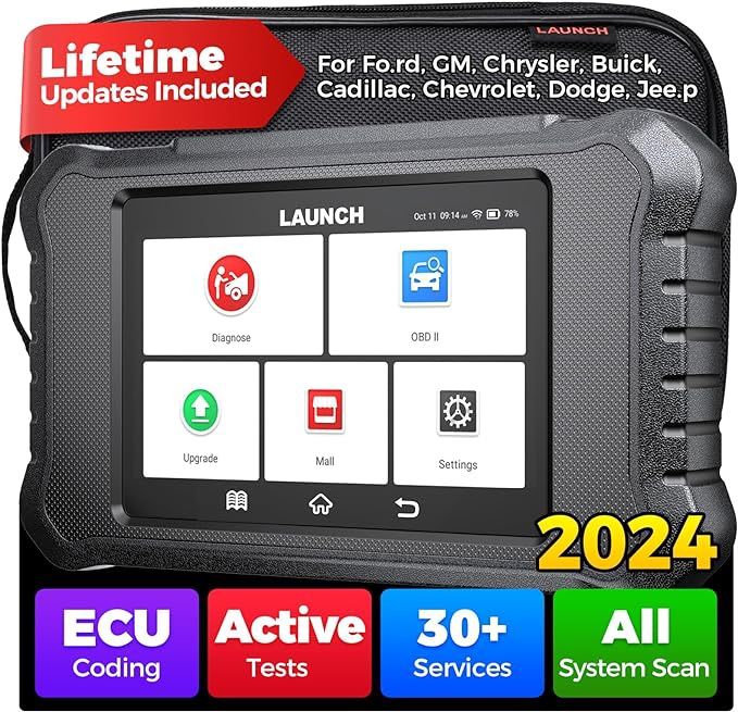 LAUNCH X431 Creader Elite 2.0 FGC OBD2 Scanner, Scan Tool for Ford/GM/Chevy Series, ECU Coding, Active Test, Lifetime FR-EE Update, All System Diagnos