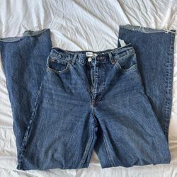 Blue Zara Straight Leg High Rise Jeans