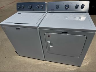 Silver panel Maytag commercial  technology  washer and Maytag commercial technology   dryer electric  large load capacity working perfectly extra for 