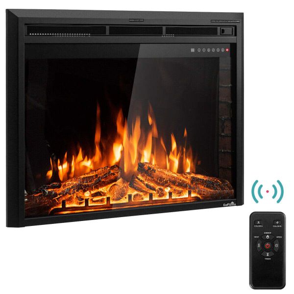 Tangkula Electric Fireplace Insert 36", Smokeless 750W1500W Electric