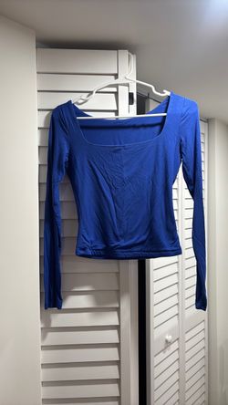 Blue Long Sleeve Crop Top