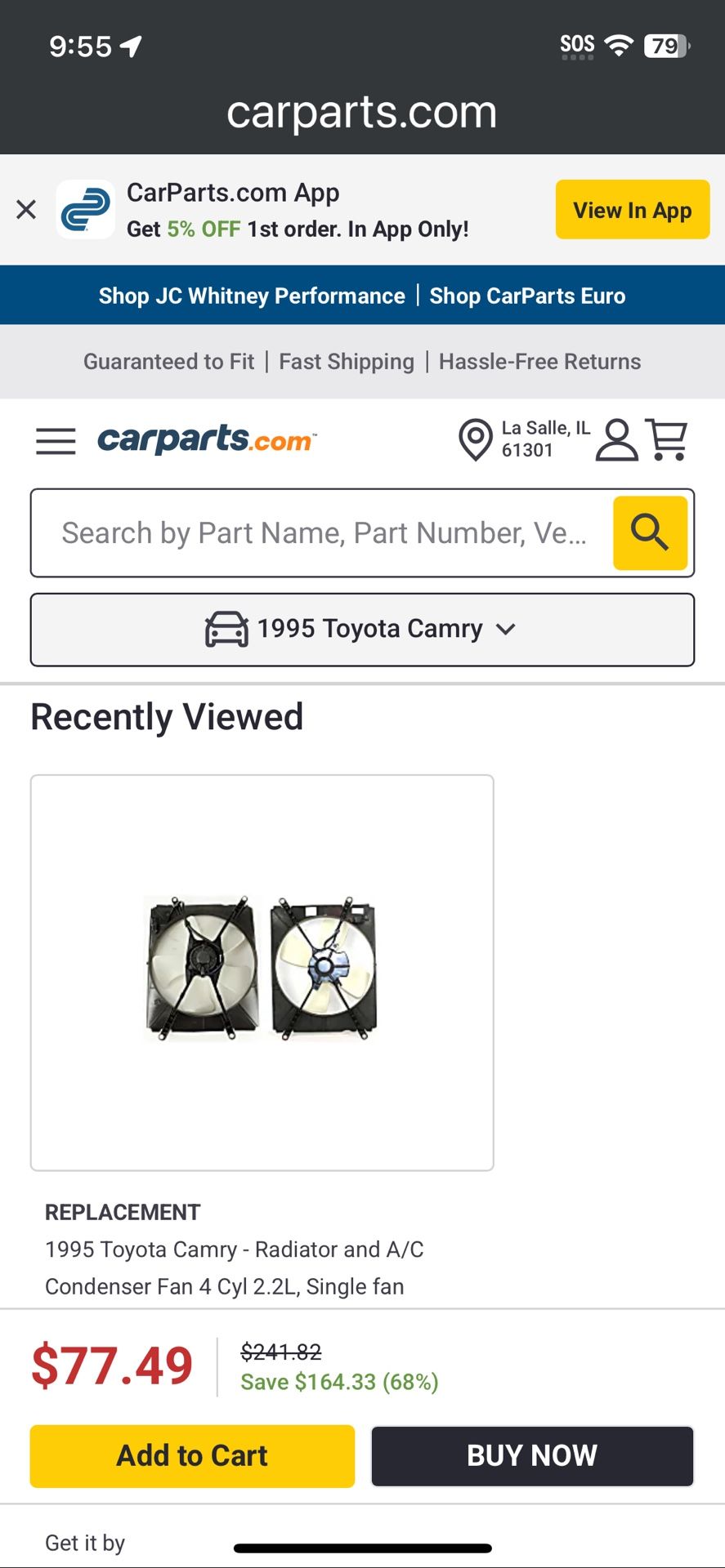 Two Replacement Fans For 1995 Toyota Camry