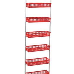Household Essentials 6-Tier Basket Over-The-Door Organizer, Red