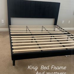 King bed frame and mattress