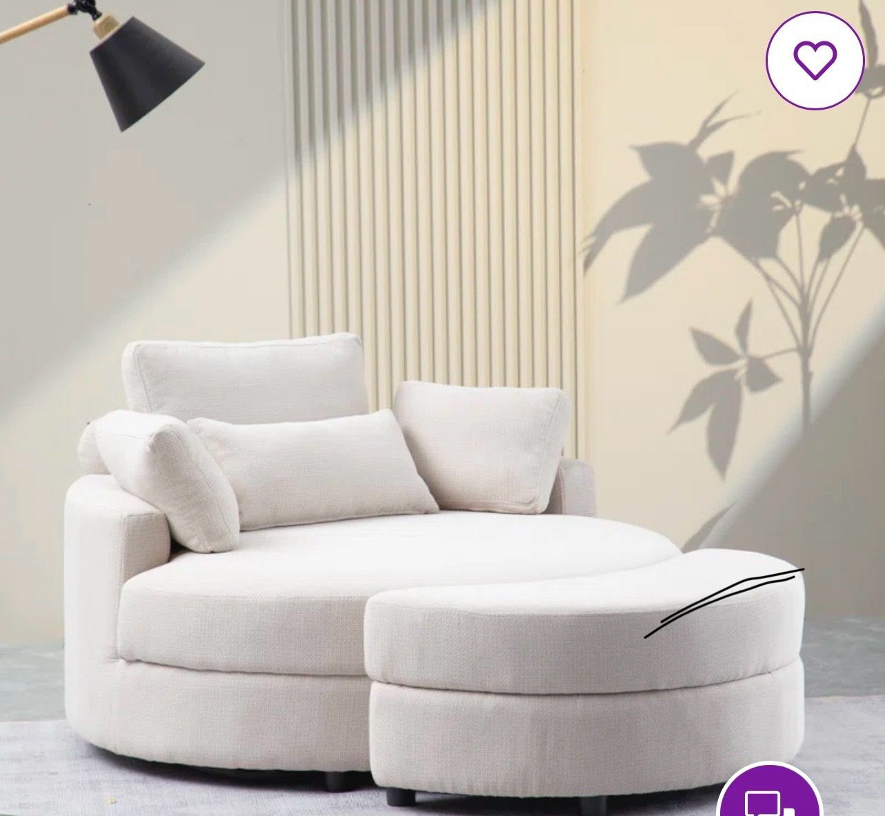 Big Reading Chair - Lounge Chair Beige Linen With Ottoman