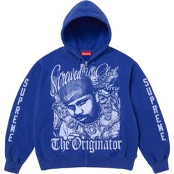 SUPREME DJ SCREW BLUE ZIP UP HOODIE