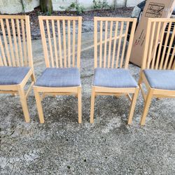 4 Light Wood Ikea Dining Chairs 