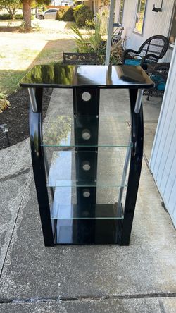 Black Glass TV Stand with 3 Shelves