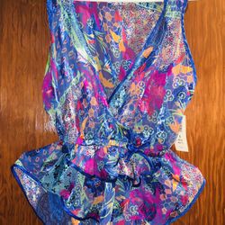 EVAN - PICONE LADIES INTIMATES SHEAR ONE PIECE SIZE SMALL MULTICOLORED IRIDESCENT OPEN BOX UNUSED TAGS STILL ATTACHED 