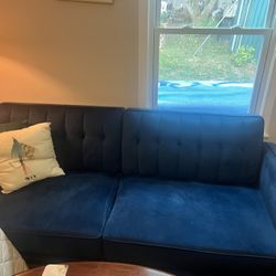 Navy mid-century Modern sofa
