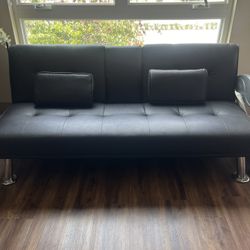 2 Black Sofa With Cup Holders 
