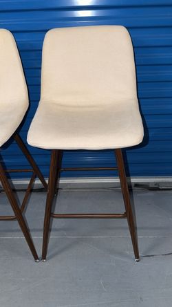 Cream Fabric Bar Stools with Metal Legs