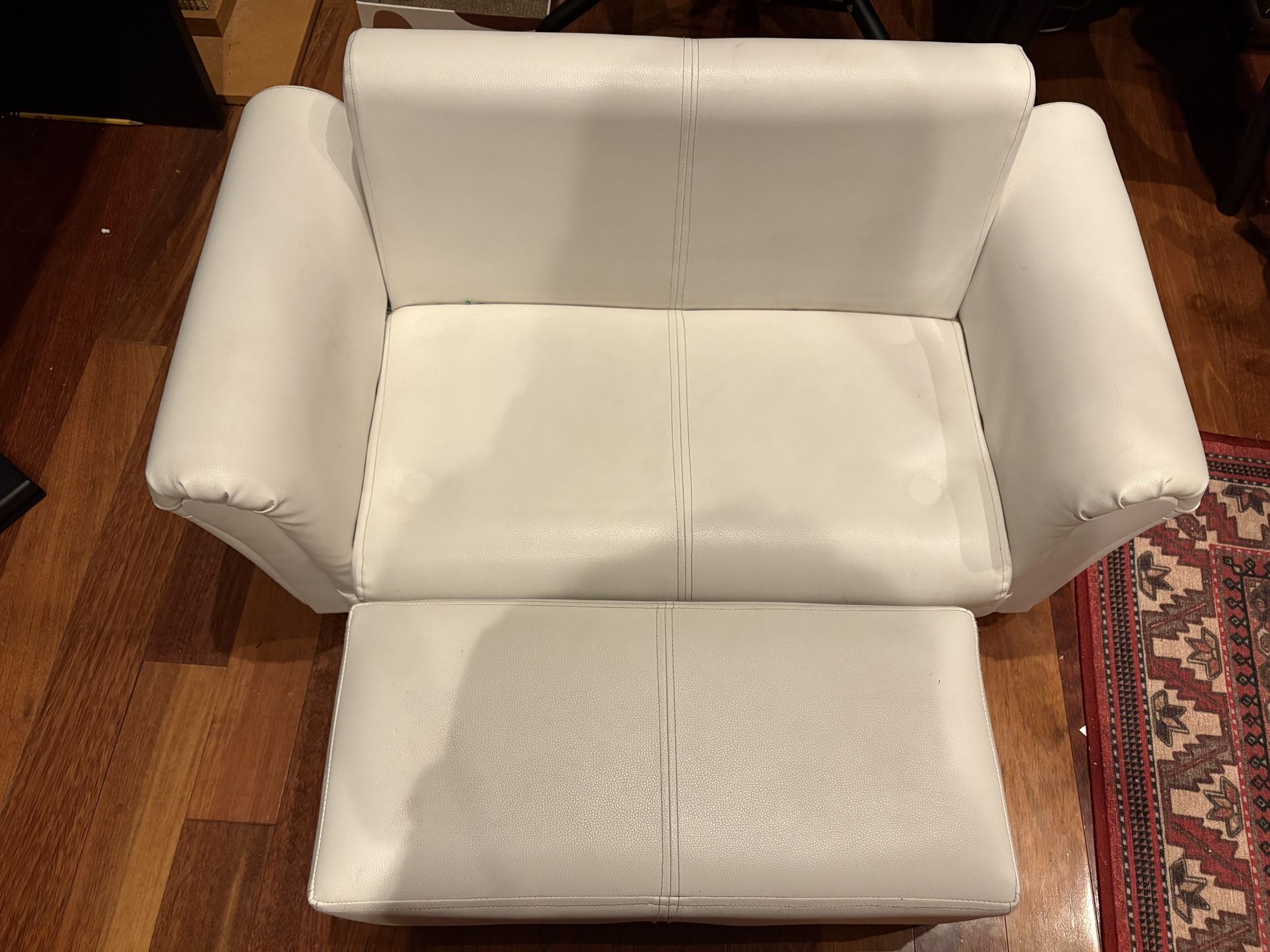 Kids White Leather Play Sofa