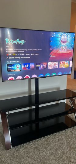 55” Hisense 4k smart tv + glass tv stand