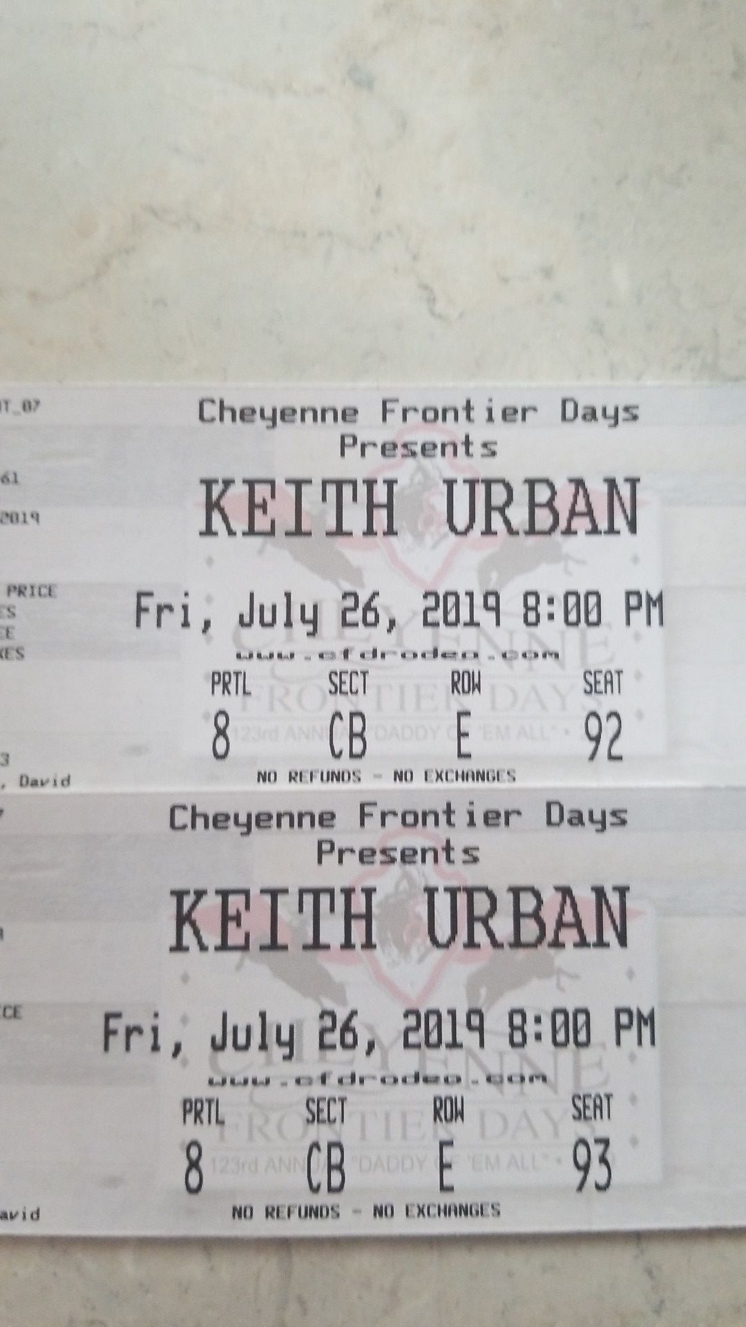 Keith urban tickets for tonight's concert