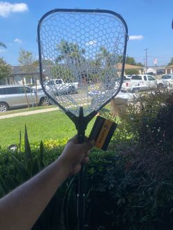 Black Paw Fish Landing Net with Soft Rubber Mesh Bag, Large Fishing Net with Built-in Length Scale, Extends from 36 to 55 Inches