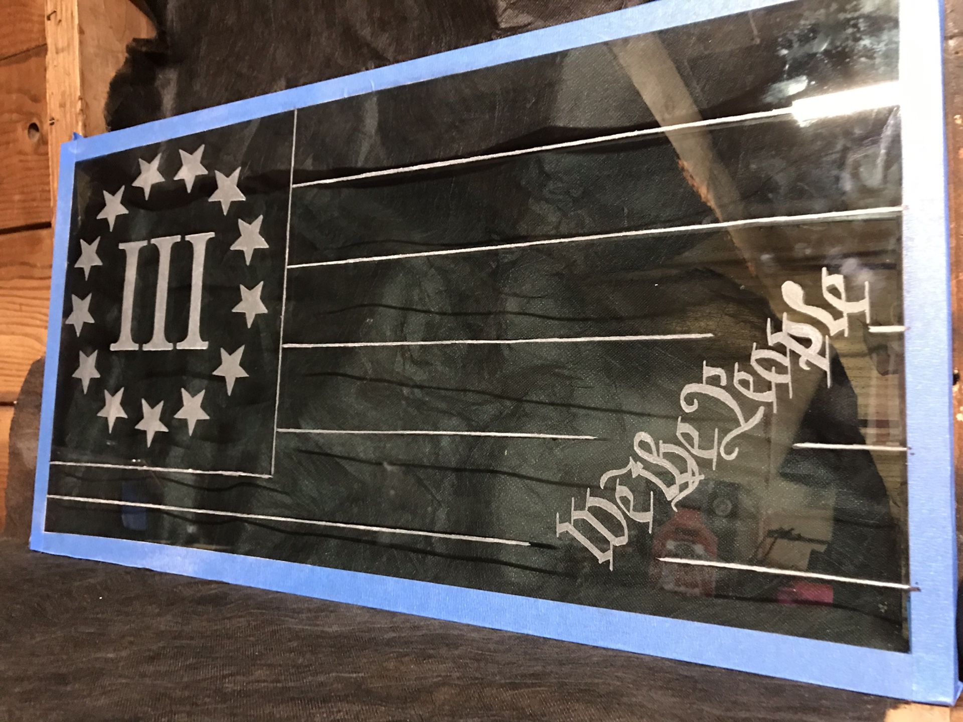 Hand Glass etching “we the people”