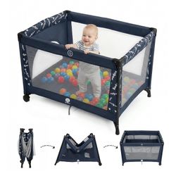 Portable 3‑in‑1 Baby Playard with Carry Bag & Padded Mat