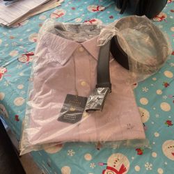 Camisa De Vestir  Medida 18 Y Cinto Piel  Size 42 Nuevos