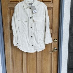 Everlane 100% Cotton Canvas Shirt Jacket Natural Ivory Utility Overshirt M NWT