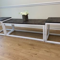 Coffee End Console Sofa Table Set Living Room Wood Rustic Farmhouse Vintage Handmade