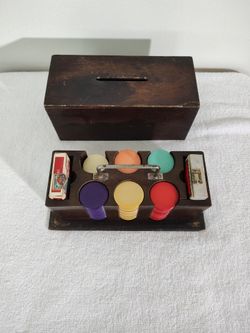 Antique Bakelite Poker Set w/ Caddy & Carrier 