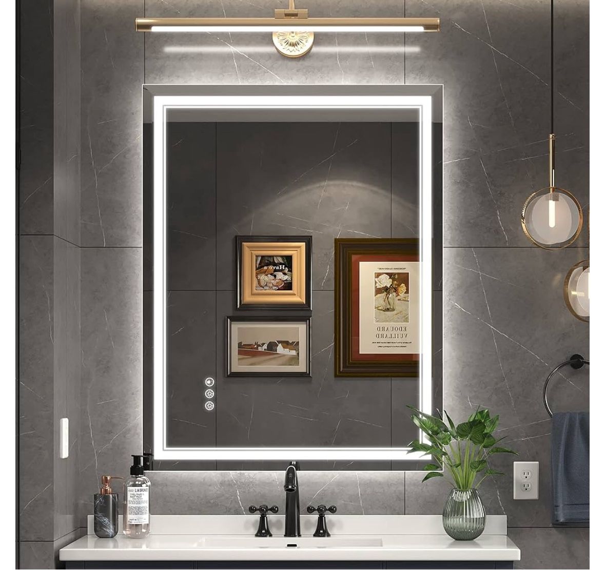 28x36 Inch Led Mirror for Bathroom with Front Light and Backlit