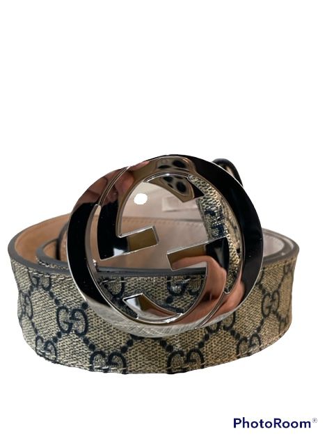 New Gucci blue monogram supreme belt 32/34 waist