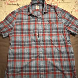 Johnnie-O Hangin’ Out Short Sleeve Button Front Shirt Men’s 2XL Plaid 