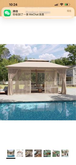 New, 10x12 gazebo  with curtain and net, fabric top, metal frame,