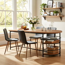 Homy Casa NIMBLE+SCARGILL 5PC Dining Set 70.9" Table with 4 SCARGILL Gray Fabric Dining Chairs, Black and Light Oak Finish Open Box