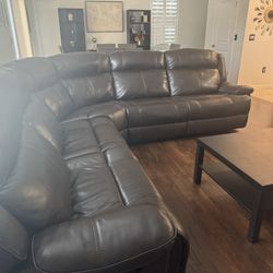 Brown Leather Recliner Sectional 