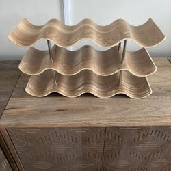 TRUDING 3-Tier 12-bottle Wavy Wood Wine Rack