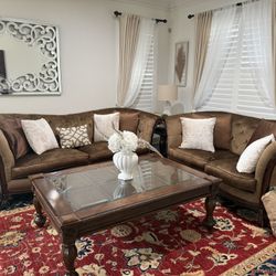 Sofa Love Seat With Coffee Table And Side Table 