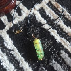 Handmade Green Aura Quartz Copper Wrapped Pendant Necklace
