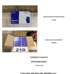 Medium Gloves Nitrile $6 Per Box / $50 Per Case 